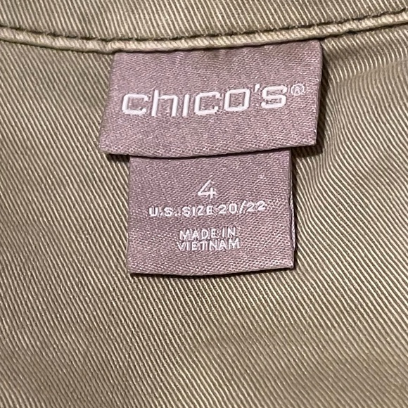 Chico’s Elongated Moto Casual Twill Denim Jacket, Cool Sage, Sz 4 (20/22) - NWT! - Picture 5 of 11